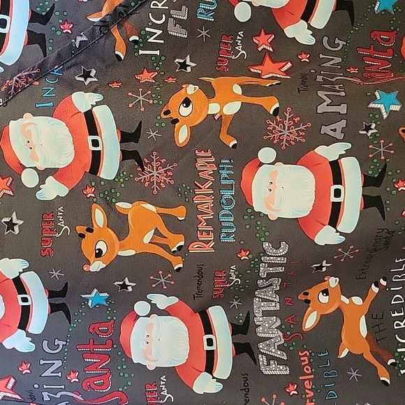 Rudolph and Santa Christmas scrub top - Picture 2 of 4